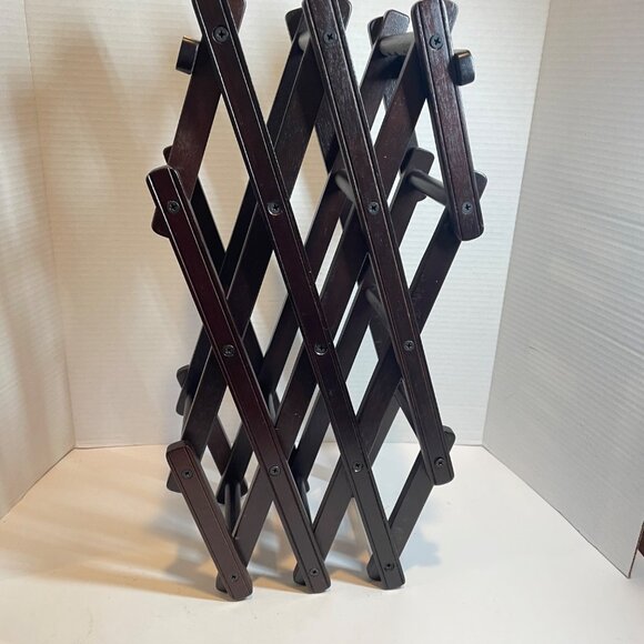 Vintage Expandable Wooden Magazine Rack / Organizer In Dark Wood Finish - Picture 4 of 11